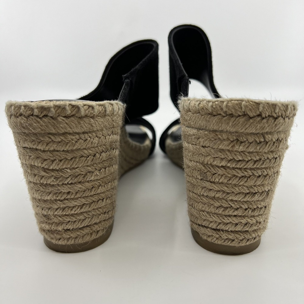 NEW Vince Garlin Black Suede Espadrille Wedge Sandals Square Toe‎ 8.5 Spain - Picture 6 of 12